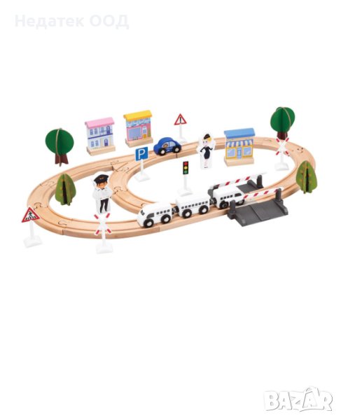 Kомплект влакчета, с фигури, Дървен, 49 части, снимка 1