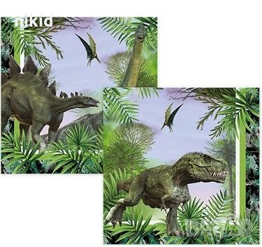 Динозаври Динозавър Джурасик Парк двулицеви 8 бр парти салфетки рожден ден, снимка 1