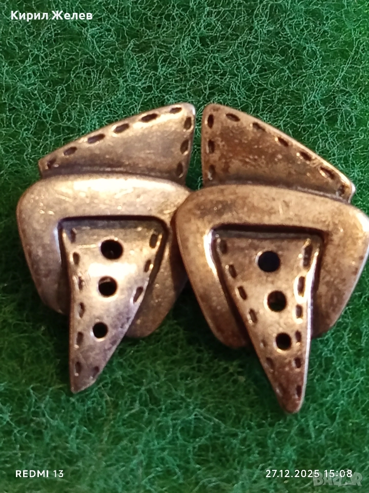 Сребърни обеци стил модернизъм с абстрактна геометрична форма 52483, снимка 1