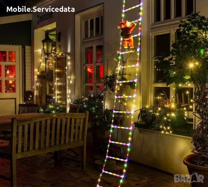 LED Дядо Коледа на стълба 170см, снимка 1