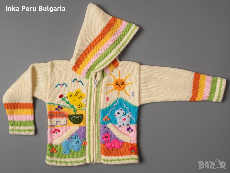 Кремава перуанска детска жилетка, размери от 0 до 7 години, снимка 1