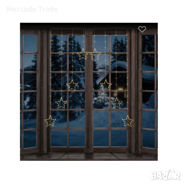 Декоративна коледна LED завеса Mercado Trade, Звезди, 184 крушки, снимка 1