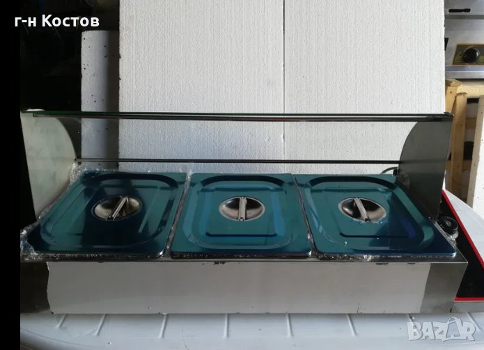 Топла витрина Бен-Мари на ток Работна температура от 30 до 90 градуса, с термостат. 3 вани Цена-490л, снимка 1