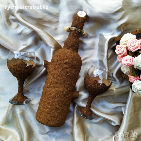 Комплект за вино - дървопластика, снимка 1