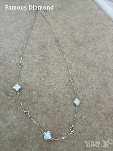 Сребърно колие с детелини, снимка 1