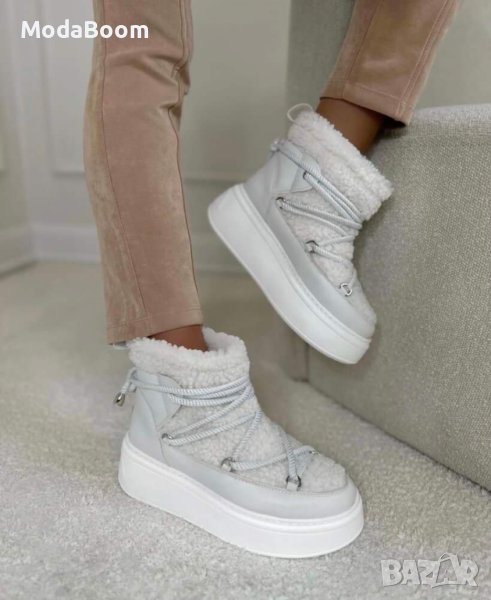 💥Кожени боти на платформа с пух💥, снимка 1