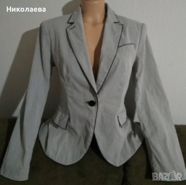 Сако- тънко райе,в бяло и черно, ZARA WOMAN,L, снимка 1