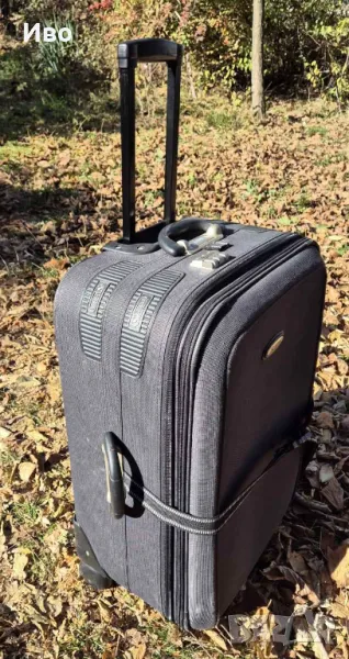 Куфар от плат, цвят петрол, твърда рамка, заключване., снимка 1