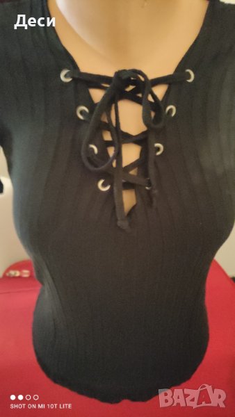 черна блузка с връзки на Only, снимка 1