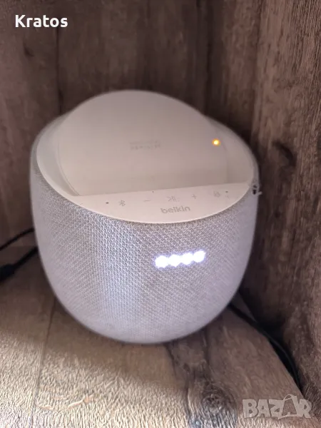 Тонколона Belkin SoundForm Elite,безжично зарядно, Bluetooth, Wi-Fi, бяла с Google Асистент, снимка 1