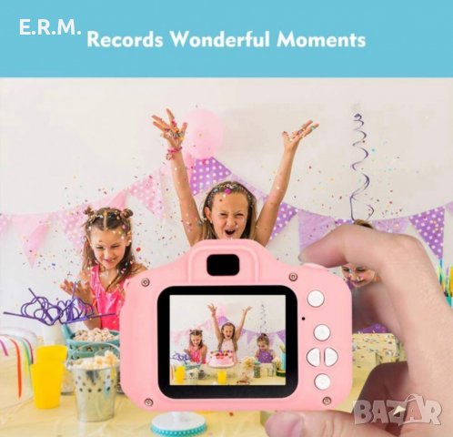 Дигитален детски фотоапарат мини фото камера за снимки и видео в Син и розов цвят, снимка 4 - Фотоапарати - 39579552
