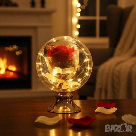 Лампа с роза и мека светлина – подарък, който остава и след празника, снимка 1