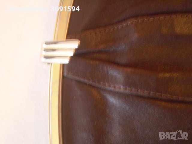 Антична кожена чанта Метална закопчалка и единична  дръжка Английска тъмно кафяв цвят  , снимка 5 - Чанти - 37367177