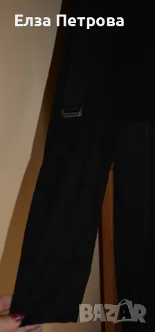 Дамска интересна дълга черна рокля с бежово, пролет/есен; 2XL÷3XL, снимка 6 - Рокли - 43633740