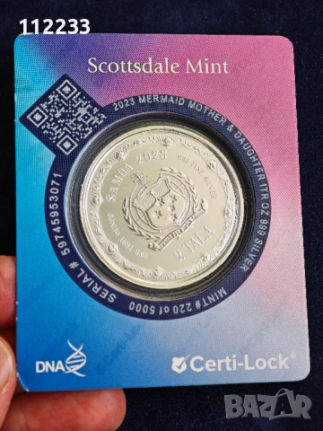 Сребърна монета с оцветяване русалка, снимка 4 - Нумизматика и бонистика - 52703069