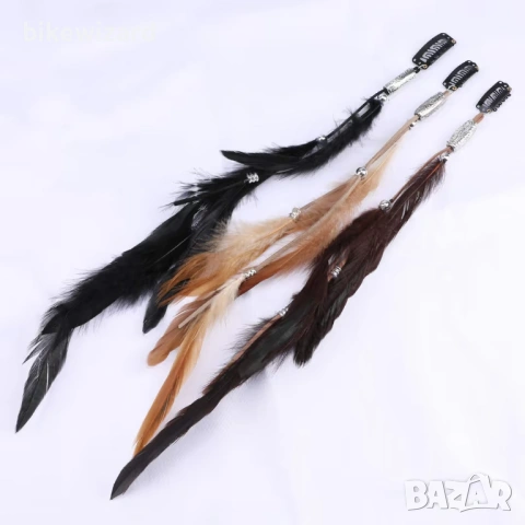 Бохо щипка за коса с паунови пера – 3 броя НОВИ