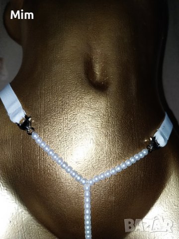 М / XL Прашка от бели перли със странично закопчаване , снимка 2 - Бельо - 43024615