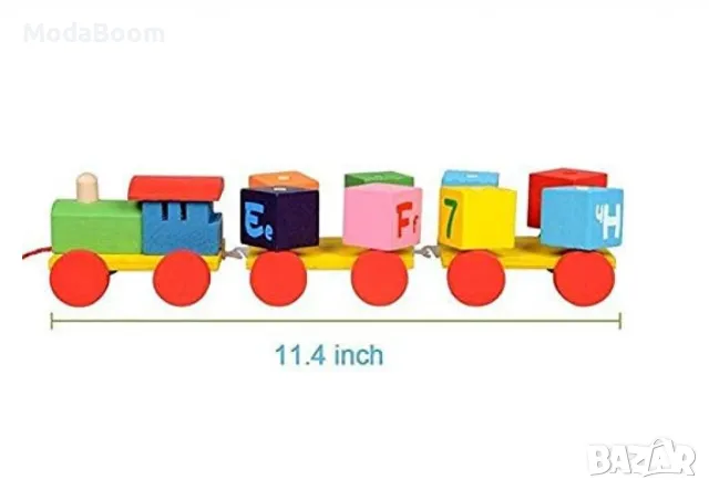 Дървена играчка Влак с 3 вагона,Whirlwind,Азбука и цифра, снимка 4 - Конструктори - 48683095