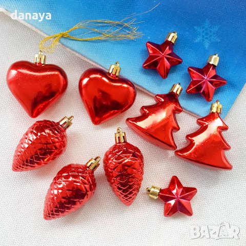 2514 Комплект коледни играчки за елха,10 броя