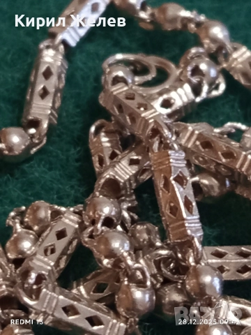 Винтидж сребърен ланец плетка тип БАРЕЛ елегантен стилен дизайн 25848, снимка 6 - Колиета, медальони, синджири - 52917435