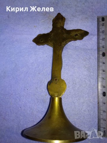 Старо КРАСИВО ОРНАМЕНТИРАНО ГОЛЯМО НАСТОЛНО МЕСИНГОВО РАЗПЯТИЕ КРЪСТ 42679, снимка 3 - Декорация за дома - 43919948