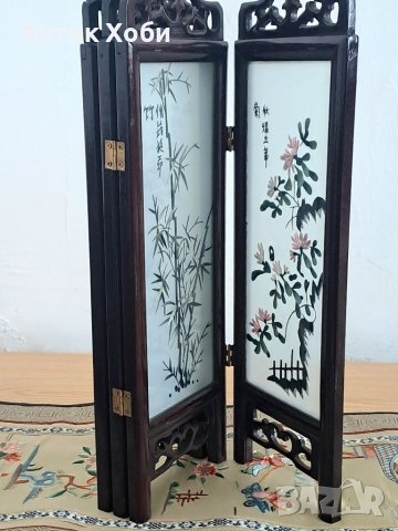 RARE ! Винтидж китайски параван , снимка 2 - Антикварни и старинни предмети - 40806762