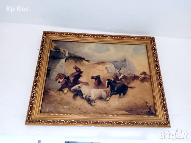 картина с коне, рамкирана
