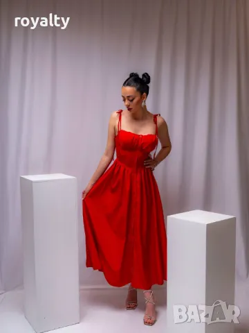 Червена стилна дамска рокля 