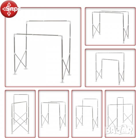 Телескопична закачалка за дрехи, неръждаема стомана и полипропилен / 97/150 x 66 x 122/160 , снимка 4 - Закачалки - 37163914
