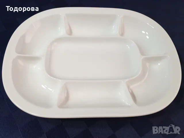 Старинен порцеланов чехски поднос Schlaggenwald   за салати и разядки- 7 гнезда., снимка 2 - Сервизи - 47383605