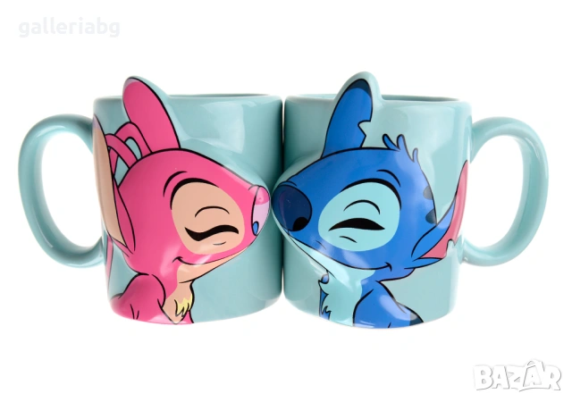 Комплект от 2 керамични чаши Stitch – анимационни герои, 200 мл, подаръчна кутия