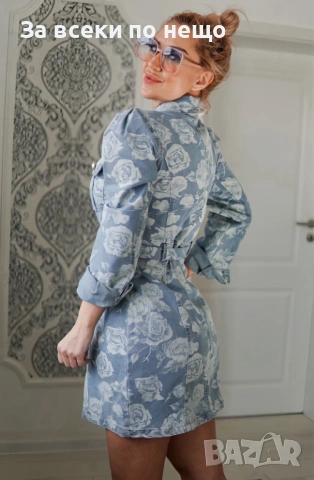 Дамска Модерна Ежедневна Къса Синя Дънкова Рокля С Копчета Код Roni2, снимка 3 - Рокли - 53481112