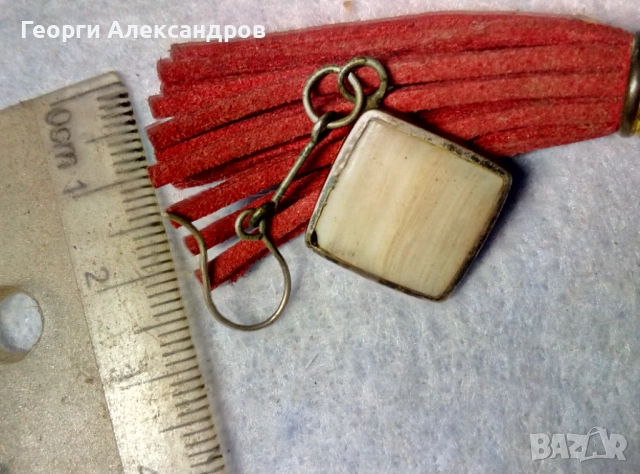 Старовремска СРЕБЪРНА ОБЕЦА / МЕДАЛЬОН с Рядък БЯЛ ИВИЧЕСТ АХАТ, снимка 2 - Антикварни и старинни предмети - 52909325