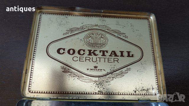 Стара метална кутия от цигари - COCKTAIL CERUTTER - Made in Denmark, снимка 6 - Антикварни и старинни предмети - 27747534
