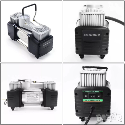 Двуцилиндров компресор с манометър+ инструменти, 12V, 55 л/мин., снимка 3 - Аксесоари и консумативи - 45743037