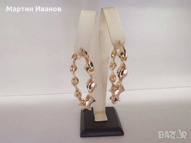 Златни обеци халки усукани , снимка 2 - Обеци - 32282639