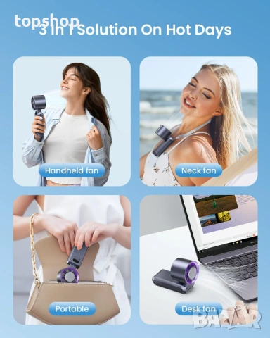 Чисто нов запечатан Турбо ръчен вентилатор с ледено охлаждане – 199 степени, 20000 RPM, Лилав ​, снимка 7 - Друга електроника - 53443963