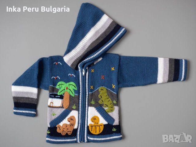 Синя перуанска детска жилетка, размери от 0 до 7 години, снимка 1 - Детски пуловери и жилетки - 35531238