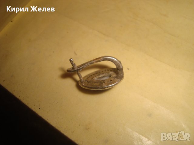 СТАРА АНГЛИЙСКА СКЪПОЦЕННА СРЕБЪРНА ОБЕЦА СРЕБРО 925 с ФАСЕТИРАН АВАНТЮРИН и ЦИРКОНИ 32405, снимка 5 - Обеци - 38330523