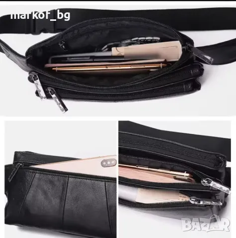 Мъжка чанта през рамо от естествена кожа. Бъбрек, снимка 4 - Чанти - 48233999