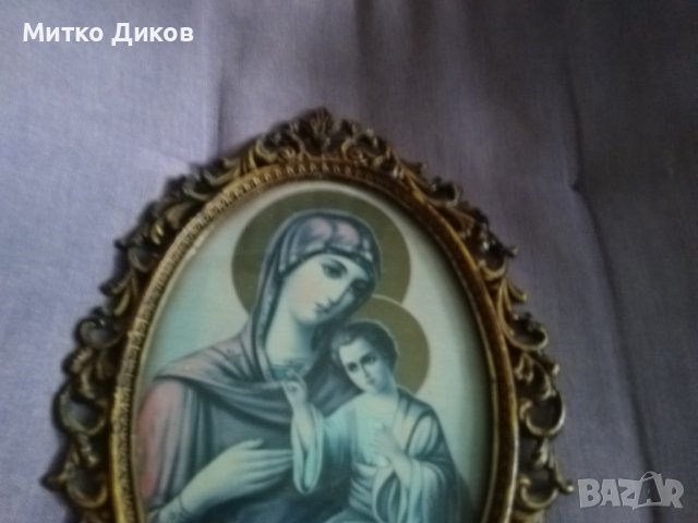 Икона на Дева Мария с младенеца от Чекотоинският манастир в Калугерово от соца осветена 222х155мм , снимка 3 - Икони - 39349433