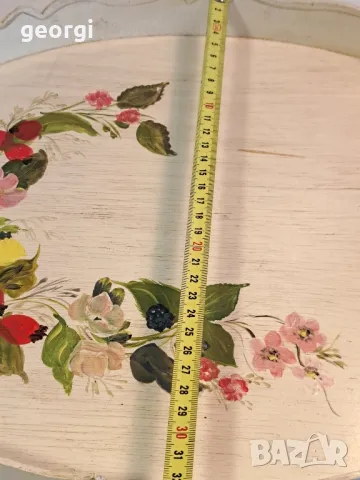 ретро дървен поднос изрисуван с рози  21/3, снимка 8 - Антикварни и старинни предмети - 49175787