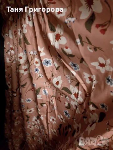 Дълга флорална рокля цвят сьомга , снимка 8 - Рокли - 47655679