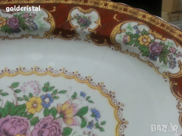 Стар български порцелан плато елипса , снимка 6 - Антикварни и старинни предмети - 52674273