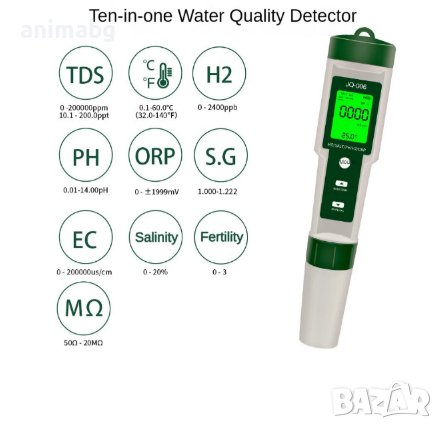 ANIMABG Многофункционален тестер за качество на водата, PH, EC, TDS, ORP, H2, снимка 3 - Друга електроника - 43824038