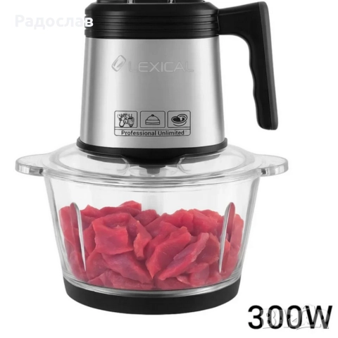 Електрически чопър Lexical LCH-1956 с 6 титаниеви ножа и стъклена купа, снимка 3 - Чопъри и пасатори - 52911339