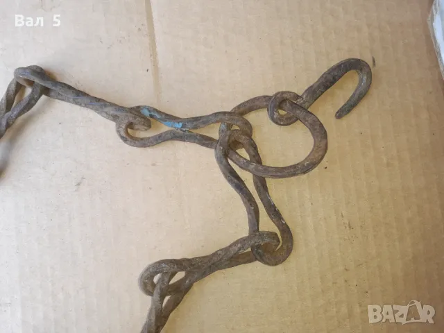 Стара верига за огнище от ковано желязо , здрава, снимка 6 - Антикварни и старинни предмети - 50327327