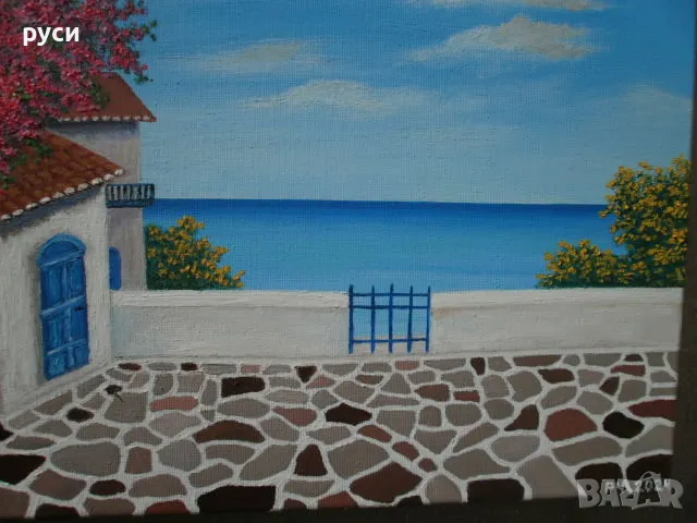 Гръцки пейзаж, снимка 2 - Картини - 47498966