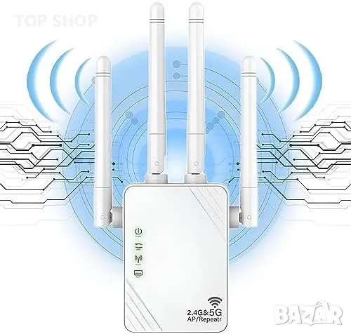 Нов двулентов антисмущаващ WiFi усилвател 1200Mbps 2.4GHz/5GHz