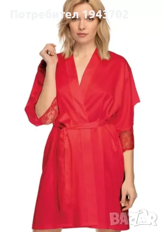 Сатенен халат в червен цвят ZORA Nipplex